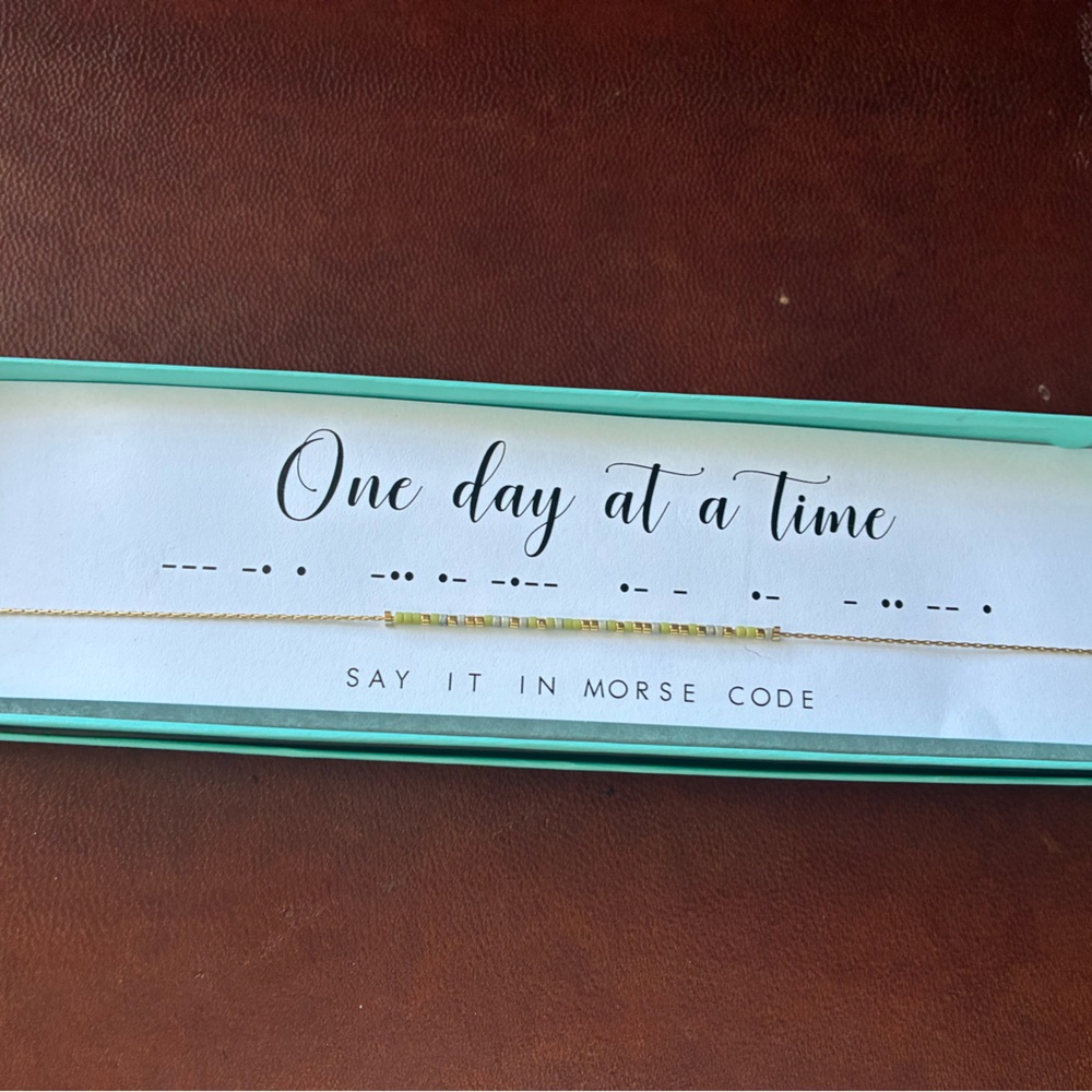 NIB Dot & Dash “one day at a time” Morse Code necklace